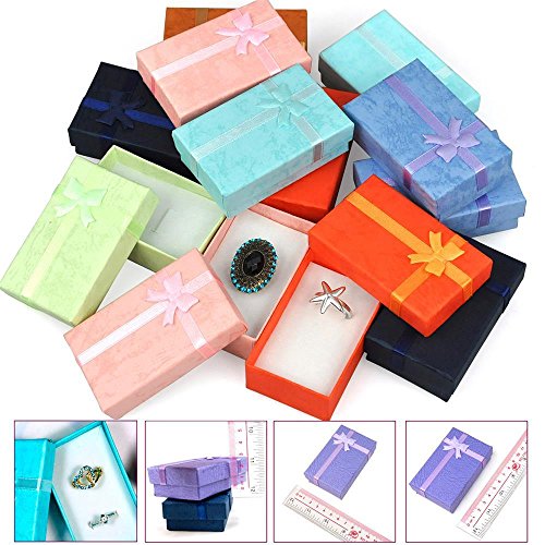 12 x Schmuck Etui für Kette, Ohrring, Ring Schmuckkästchen Geschenkbox -Farbmix - 2