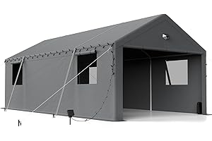 Carport Zeltgarage 4x8m – extra großes Garagenzelt Winterfest mit Roll-up-Fenster für Auto, SUV, Boote & LKW – Seitenwände und Dach abnehmbar – Unterstand Lagerzelt oder Weidezelt