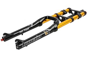 HIMALO 26 Inch Bike Suspension Fork 4.0'' Tire Fat Fork Straight Double Shoulder Downhill MTB Air Fork Travel 160mm Rebound Adjustable Manual Lock (Color : Gold)