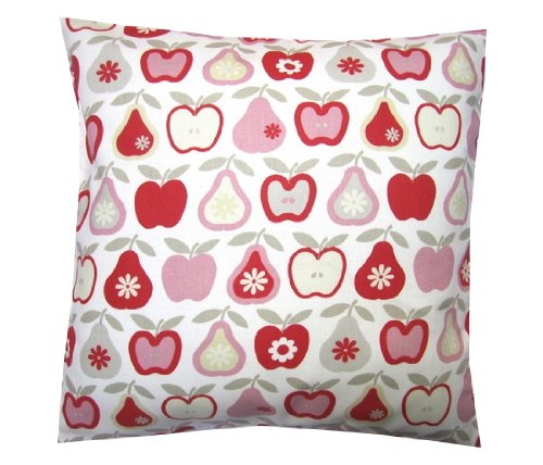 TryPinky® Kissenhülle 35 X 35 cm "Apfel & Birne Rot Rosa" Äpfel Kissenbezug für Kissen Kinderzierkissen 100 % Baumwolle BW