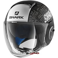 Tiburón Nano homenaje cascos de motocicleta, color negro/blanco, talla M