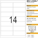 Mr-Label® impermeables Etiquetas adhesivas removibles - pegatinas duradero resistente a la rotura para la cocina | Las casas de subastas | De fabricación y almacenamiento | La organización y presentación (tamaño: 99.1*38.1mm)