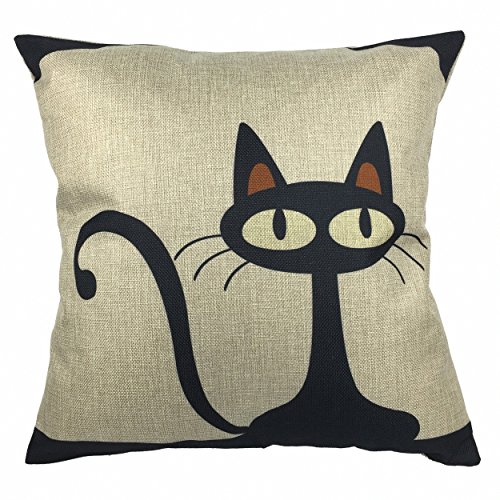 Luxbon Lovely Cat Cushion Cover Durable Cotton Linen Sofa Throw Pillow Case Cat Presents Wedding Gif