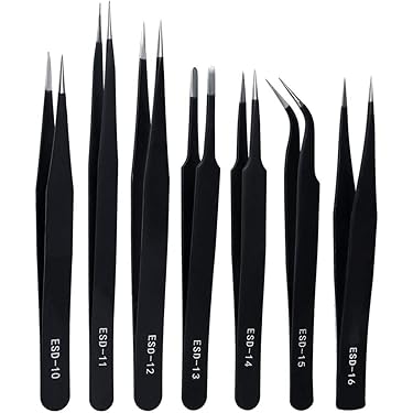1/4 Pieces Tweezers With Rubber Tips Tweezers Rubber PVC Silicone Coated Non Marring Flat Tip Bent Tip Tweezers Tipped - 66 - View #3