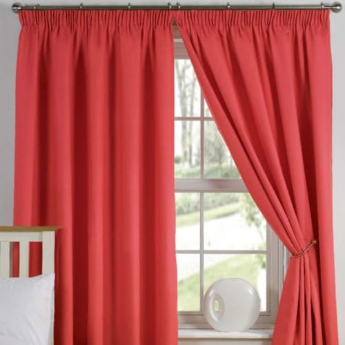 Simply Style Red Thermal Backed Readymade Curtain Pair 46x54in(116x137cm)