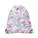Produktbild CLOOM Reisetsche Kleiner Rucksäcke Damen Mädchen Taschen Tunnelzug Kordel Tasche Unisex Retro Rucksäcke Blume Druck Taschen Rucksack Kordelzug Leichter Backpacker Rucksack Umhängetasche (Blau)