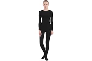 SUPRNOWA Crew Neck Full Body Unitard Elastane Spandex Long Sleeve Round Neck One Piece Bodysuit Unisex