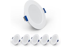 Ketom LED Downlights Ceiling 7W, LED Recessed Ceiling Lights IP44 Waterproof, Warm White 3000K Neutral White 4000K Cold White 6000K Round Panel Lights for Bathroom Kitchen, 6 Pack