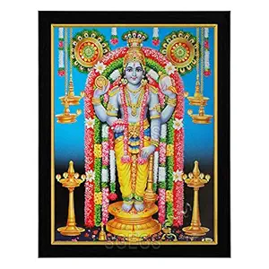 SHREE GANESH ENTERPRISE GIFTING SOLUTIONS God Guruvayurappan HD Photo Frame Lord Guruvayoorappan Painting Pooja Wall Hanging (Wood, Poster with Frame, Multicolour, 25x1x31cm)