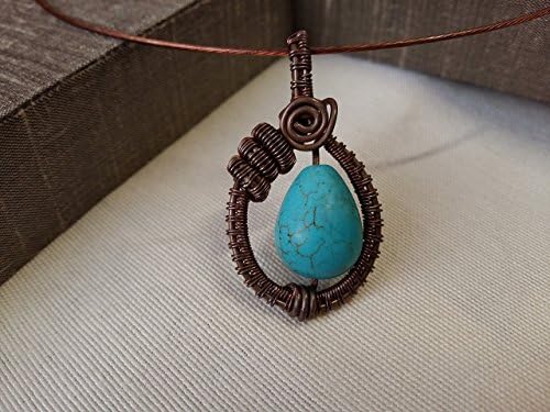 Pure Copper Wire Wrapping HandMade Pendant with Turquoise Bead - Princess