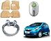 Auto Pearl Premium Quality Car Accessories Combo of Car Floor Foot Mats 3D Beige. & Full Steel Towing Tow Cable 2000kgs 6mm Heavy Duty 4Mtr. & Godrej Click Car Air Freshner 9 ml - Green RS.2023.00