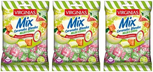 Melon Mix - No Added Sugar Free Fruit Chews Sweets Virginias 85g (Pack of 3)
