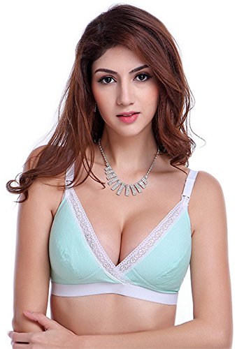 TANZKY® Comfortable Wirefree Nursing Sleep Bra For Women (M, Green)