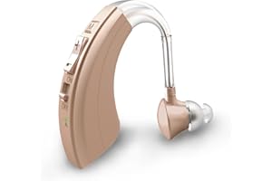 HIBRIQ Dispositivo sonoro ricaricabile, cancellazione del rumore e volume regolabile, 4 modalità dispositivo uditivo design BTE Comfort (1, Beige)