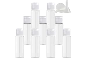 PQPAUTY 24 Pezzi 20ml flaconi vuoti da Trasparente in plastica da viaggio bottiglia di lozione con Tappo Flip Top Blanc, ricaricabili, per lozione e shampoo Cosmetica Bottiglie Flaconi