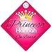 Princess Hannah On Board Personalised Girl Car Sign Baby / Child Gift 001