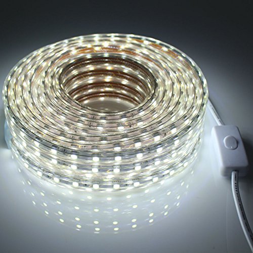 10M LED Stripes mit Schalter, 5050 Led Lichtstreifen, 220V IP65 Wasserdicht, Weiß - 4