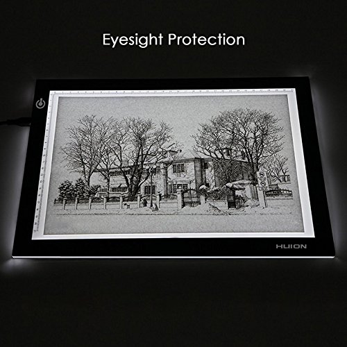 Huion 17.7 „Extra Thin Licht PAD 5mm LED-Zeichnung kopieren Tracing Schablone Verpflegung Tabelle Tatoo Pad Translucent Leuchtkasten mit Multifunktionshalter, Zeichenbrett Clip, Pauspapier (L4S Holder) - 5
