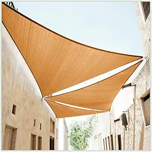 ColourTree 20' x 20' x 20' Sand Beige Triangle Sun Shade Sail Canopy Awning Fabric Cloth Screen - UV Block UV Resistant Heavy Duty Commercial Grade - Outdoor Patio Carport - (We Make