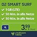 Produktbild mobilcom-debitel Smart Surf mit 1GB LTE Internet Flat max. 21 MBit/s, 50 Frei-Minuten & 50 SMS in alle deutschen Netze, EU-Roaming, 24 Monate Laufzeit, monatlich nur 5,99 EUR, Triple-Sim-Karten