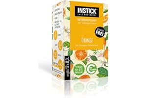 INSTICK JUST ADD WATER INSTICK Bevanda istantanea senza zucchero (Arancia) - 1 confezione per 12 x 0,5-1 L - Polvere per bevande vegane a basso contenuto calorico e vitamina C - Polvere istantanea
