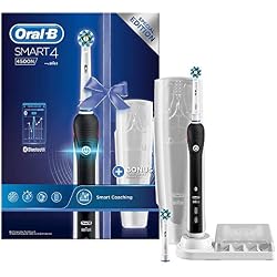 Oral-B Smart 4 4500N CrossAction Cepillo de dientes eléctrico recargable con tecnología de Braun, 1 mango negro, 3 modos, 2 cabezales de recambio y 1 estuche de viaje de plástico gratis