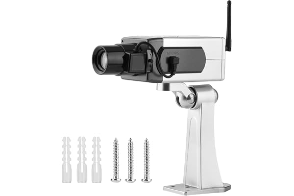 Zerone Caméra factice, Caméra Sécurité Automatique à Mouvement Rotation étanche avec Look Réaliste LED Clignotante pour Intérieur et Extérieur