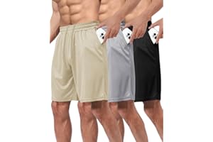 BOOJO 3er Pack Sporthose Herren Kurz Hosen mit Taschen Sport Shorts Schnell Trocknend Trainingshose für Gym Fitness
