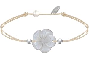 LES POULETTES BIJOUX - Bracelet Lien Fleur de Nacre Ivoire et Perles d'argent 925 - Classics
