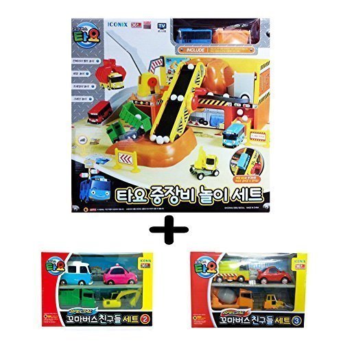 Tayo the Little Bus Heavy Equipment Playing Set + Special Mini 4 Pcs No.2 (Max + Poco + Heart + BongBong) + Special Mini 4 Pcs No.3 (Ruby + Chris + Speed + Billy) Korea Popular Animation Character by ICONIX