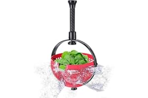 4All Salad Spinner Rotating Seive Easy Spin Centrifugal Dehydration Vegetable Washer Dryer BPA Free Kitchen Washing Filter with Foldaway Handle Reusable Manual Lettuce Spinner (Red)