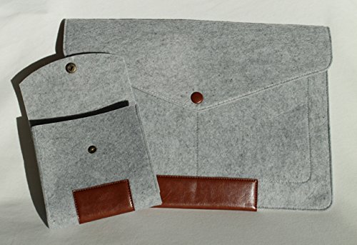 Laptophülle Sleeve Tasche 13 Zoll für MacBook Pro, Retina, Air oder ähnlichen Notebooks mit den Außenmaßen 33 x 23 x 3 cm in hellgrauem Filz - 9