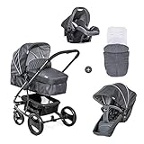 TRAVELSYSTEM - Der Babyautositz kann ab Geburt bis 13 kg verwendet werden. Die Babywanne kann zum Sportsitz umgebaut und die Beindecke mit der Matratze zum Fußsack verbunden werden