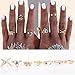 JaneDream 7Pcs Vintage Steampunk Cross Moon Anillos Midi Finger Knuckle Rings Set Gold