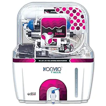 Konvio Neer Elixir RO+UV+UF+TDS Adjuster Water Purifier with High 3000 TDS Membrane (Pink), 15 Liter