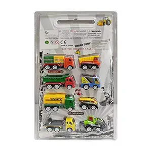 amisha gift gallery 8 pcs construction vehicles pull back toy cars playset truck model kit for children toddler kids mini engineering educational toys- Multi color