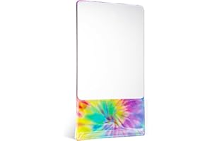 Torolle Magnetic Locker Mirror with Organizer Bag, 6.69" x 5.51" Small Real Glass Mirror with Magnetic Backing for School Locker Household Refrigerator Bathroom Office Cabinet -Tie-dye