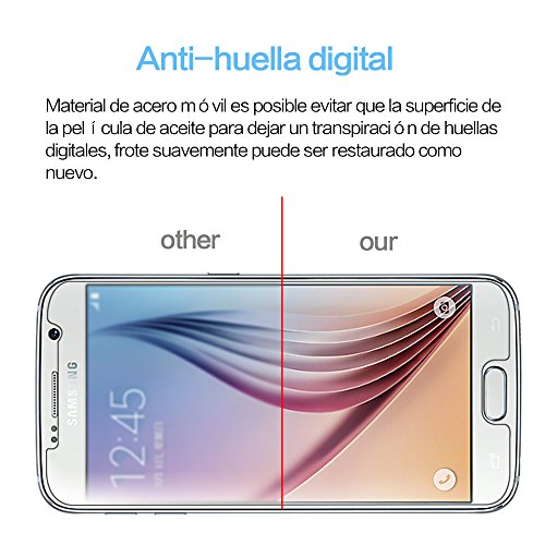  2-Pack  Samsung Galaxy S6 Cristal Templado Protector de Pantalla  Nazzamo Samsung Galaxy S6 Templado Vidrio Protector de Pantalla  9H Dureza   Ultra-trasparente   Sin Burbujas   Resistente a Ara  azos  Protector Cristal Vidrio Templado para Samsung Galaxy S6