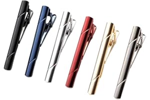 ROEOWENE 6 Pièces Pince à Cravate Homme avec Boîte Noire,Or,Argent Pinces à Cravate Classiques Épingles à Cravate pour Homme Barre à Cravate Cadeau pour Affaires,Anniversaire,Saint-Valentin Tie Clip