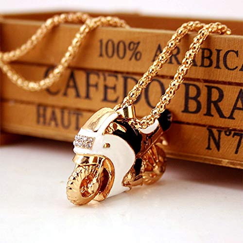 CLEARNICE Collar de Hombre Moto Autobike Esmalte Cristal Collares Y Colgantes Collar Largo para Mujer