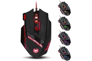 zelotes Souris Gamer Filaire Haute Performance,Souris Gaming pour PC,8 Boutons Programmables,9200 DPI,Souris Ergonomique USB pour PC,Ordinateur,Mac