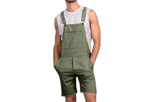 Runcati Herren Jeans Overall Baumwolle Latzhose Kurze Arbeitshose Loose Fit Männer Denim Jumpsuit mit Taschen