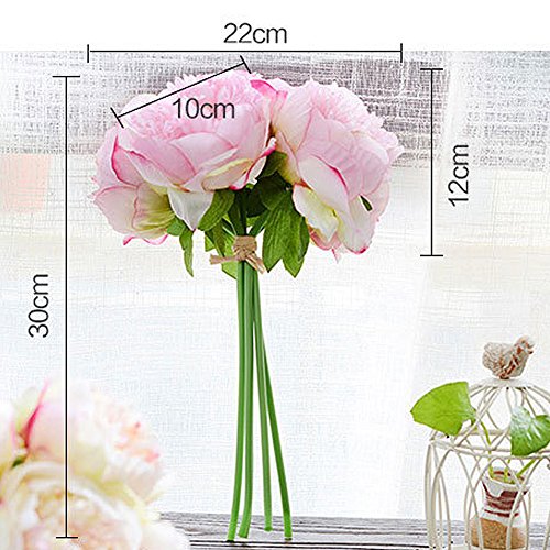 TININNA 5 Stück Wohnaccessoires & Deko Künstliche Kunstblumen Fake Seide Pfingstrose Bouquet für Hochzeits -Blumenstrauß und Haus-Deko Gartendekoration , Simulation Bunte für Valentinstag Geburtstag Weihnachtsgeschenk (Rosa) - 5