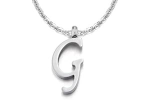 COOLSTEELANDBEYOND Nome Iniziale Lettera di Alfabeto da A-Z Ciondolo, Collana con Pendente da Donna Uomo, Acciaio, 50cm Corda Catena