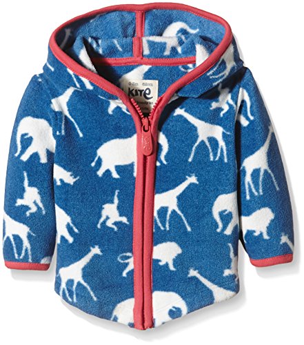 Kite Baby-Boys Safari Zip Fleece Animal Print Long Sleeve Hoodie, Blue (Navy), 6-9 Months (Manufacturer Size:6-12 Months)