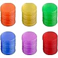 Toyvian 120pcs Bingo Chips Counters Game Counting Bingo Chips Plastic Markers for Bingo Game Cards 19mm (Blue + Yellow + Green + Purple + Orange Each 20 Pieces)