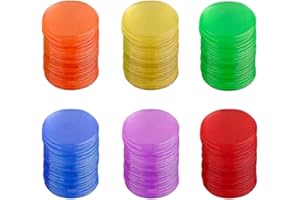 Toyvian 120pcs Bingo Chips Counters Game Counting Bingo Chips Plastic Markers for Bingo Game Cards 19mm (Blue + Red + Yellow + Green + Purple + Orange Each 20 Pieces)