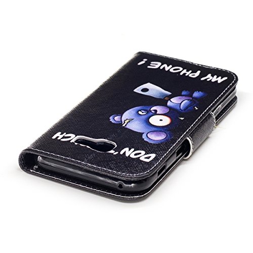 Galaxy A5 2017 Hülle,Galaxy A5 2017 Schutzhülle,Ukayfe Handy hülle / Tasche / Cover / Case für Samsung Galaxy A5 2017 Drucken Niedlich Bär Muster PU Leder Flip Cover Leder Hülle Kunstleder Folio Schutzhülle Wallet Tasche Etui im Brieftasche Standfunktion Kredit Kartenfächer für Samsung Galaxy A5 2017 – Don’t Touch My Phone - 5