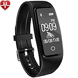 Willful Fitnessarmband, Unisex, wasserdicht IP67, Sportuhr zeigt den Puls genau an, mit Schrittzähler Kaloriezähler, Schlafmonitor, ca. 2,4 cm großes, Fahrradmodus, Wecker/Anruf/SMS/Whatsapp-Alarm mit Vibration für iPhone, Samsung, iOS- und Android-Smartphones