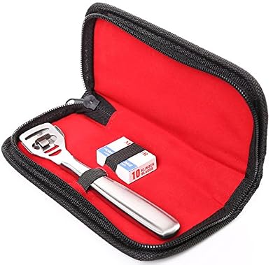 MedTekCo France Râpe à pieds en acier inoxydable Anti callosité avec 10 lames Instrument professionnel avec housse